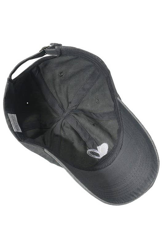 Heart Baseball Cap in Black- Accessories