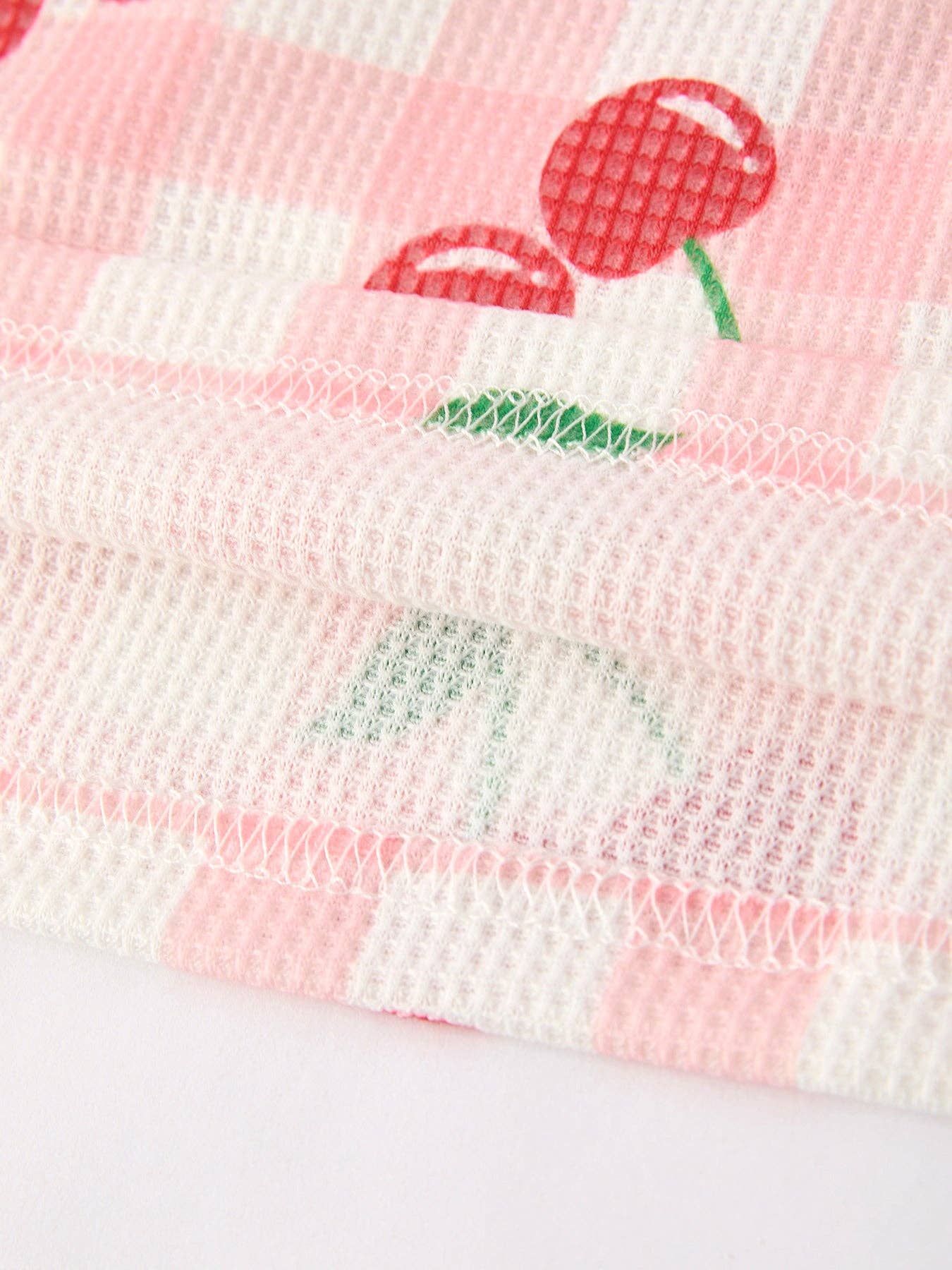 Waffle Cherry Dress in Pink- Girls (2-7)
