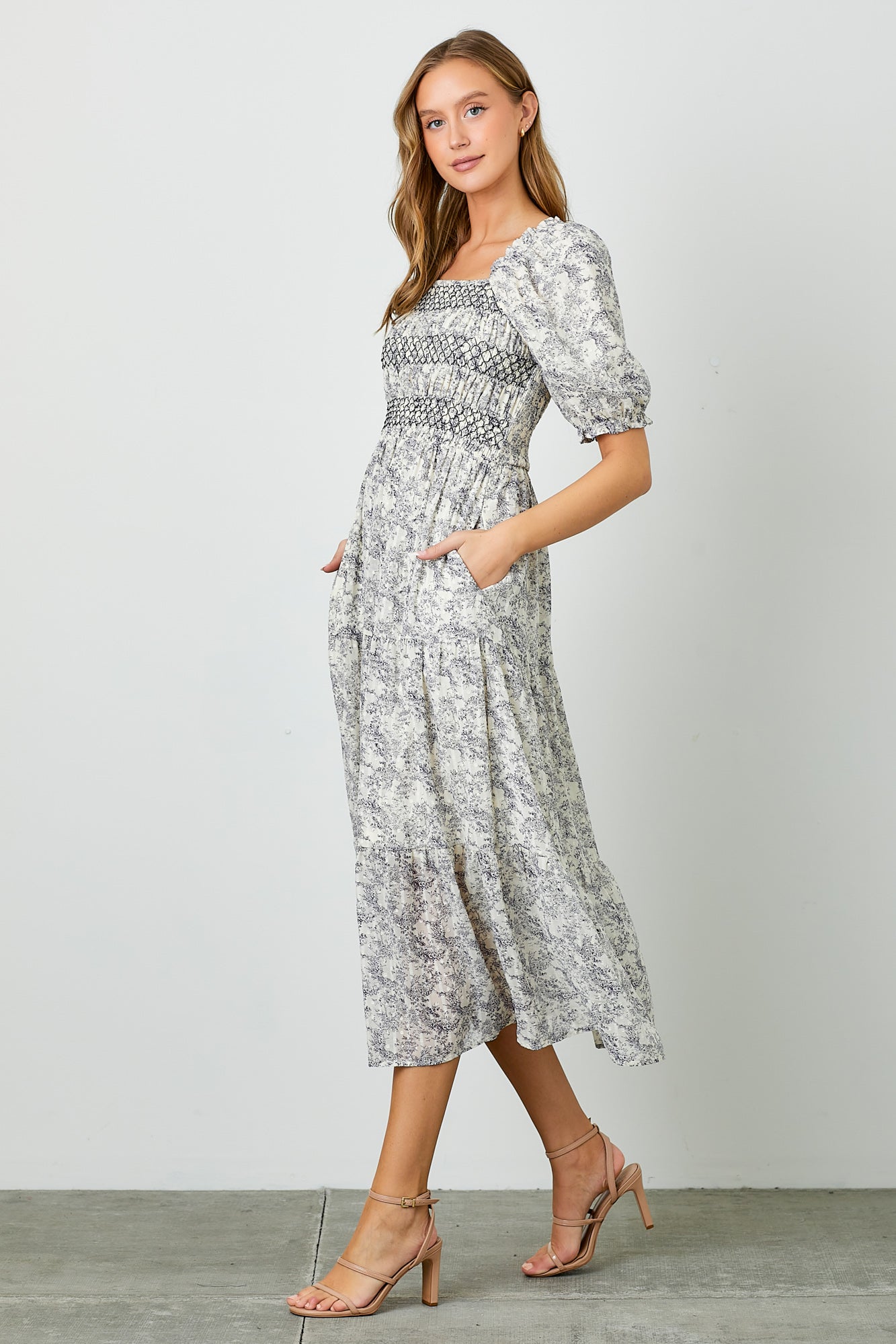 Daena Dress in Navy-Plus (2X,3X)