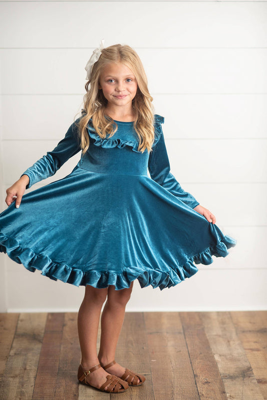 Antoinette Dress in Teal- Girls & Tween (3/4) *AS IS*