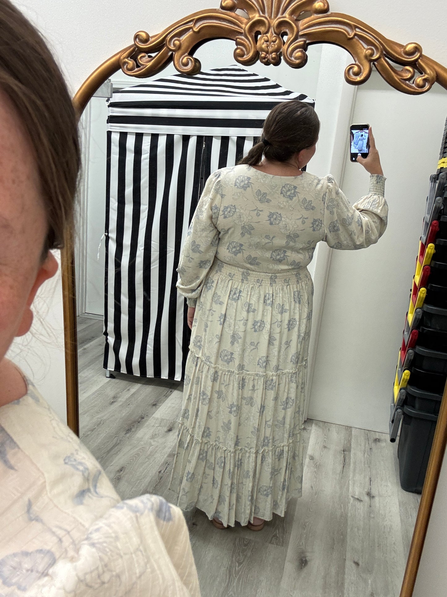 Jacey Dress in Heirloom Blue- Misses and Plus (XS,S,XL-4X)