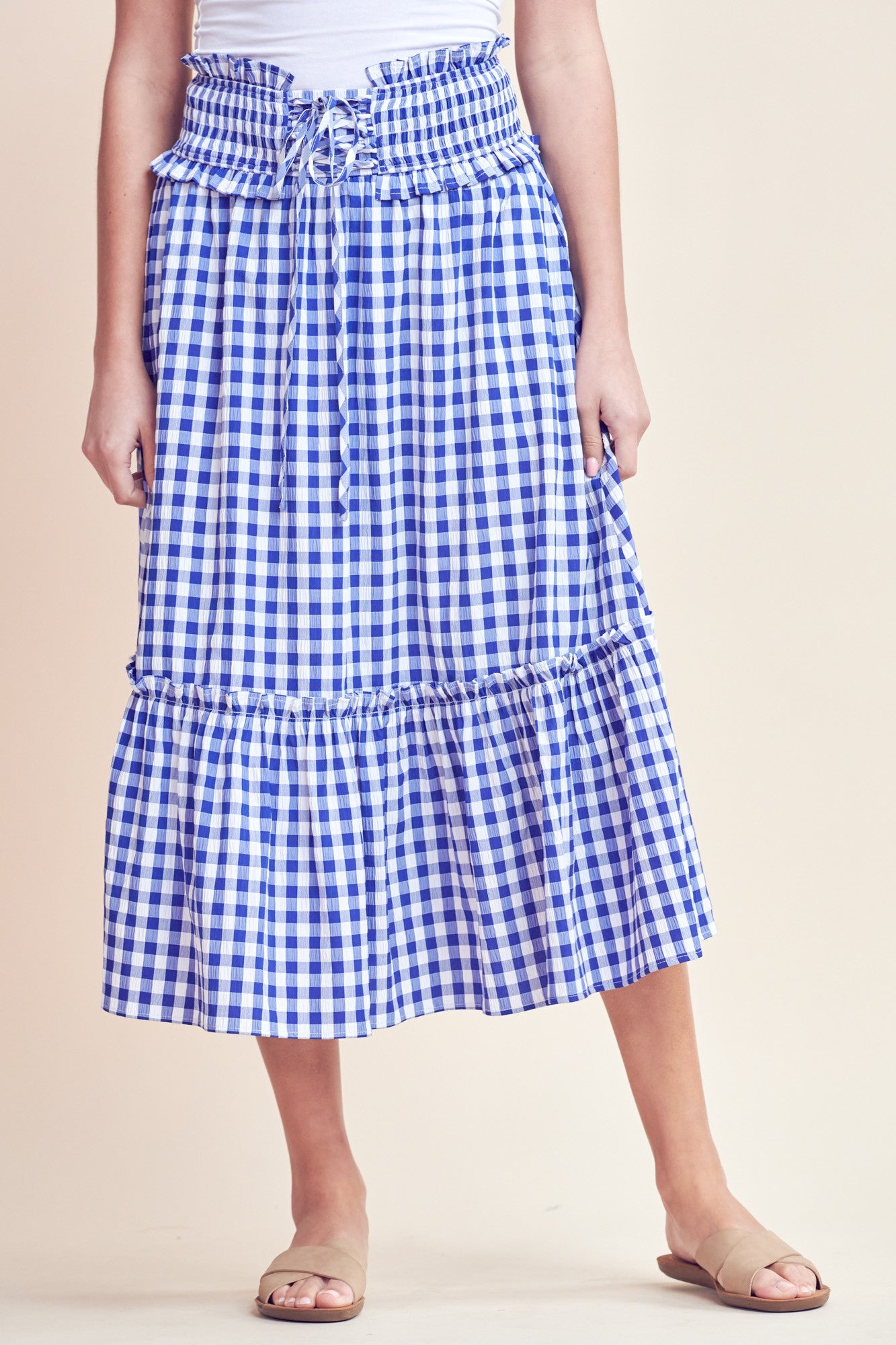 The Picnic Skirt in Royal Blue Gingham- Misses (S-L)