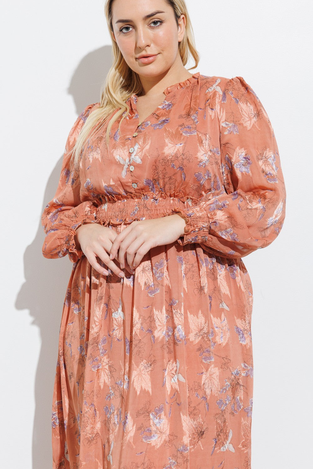 Lillee Dress in Terracotta- Plus (1X-3X)