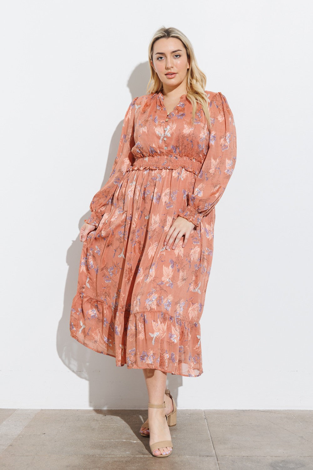 Lillee Dress in Terracotta- Plus (1X-3X)