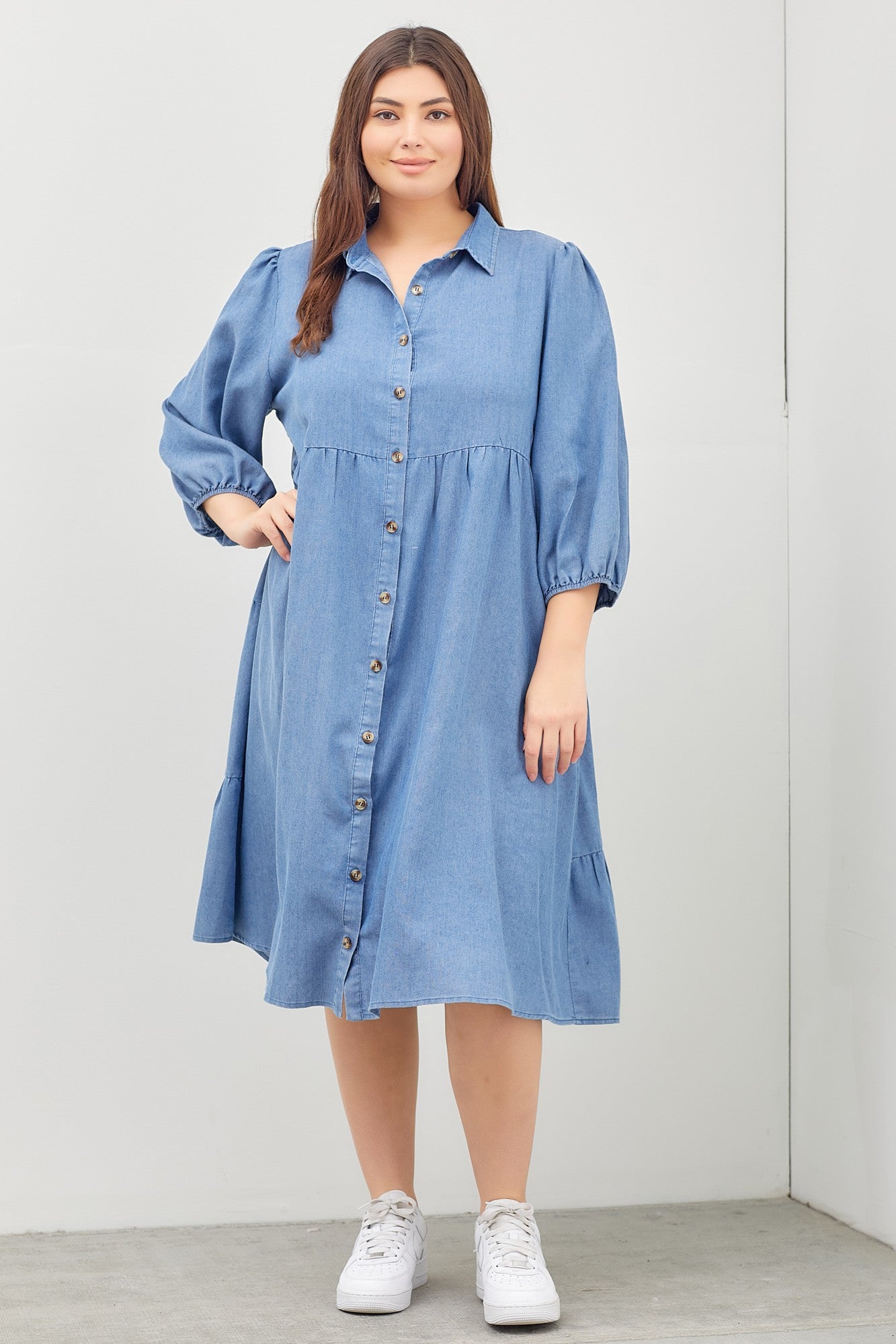 Kini Dress in Denim- Plus (1X-3X)