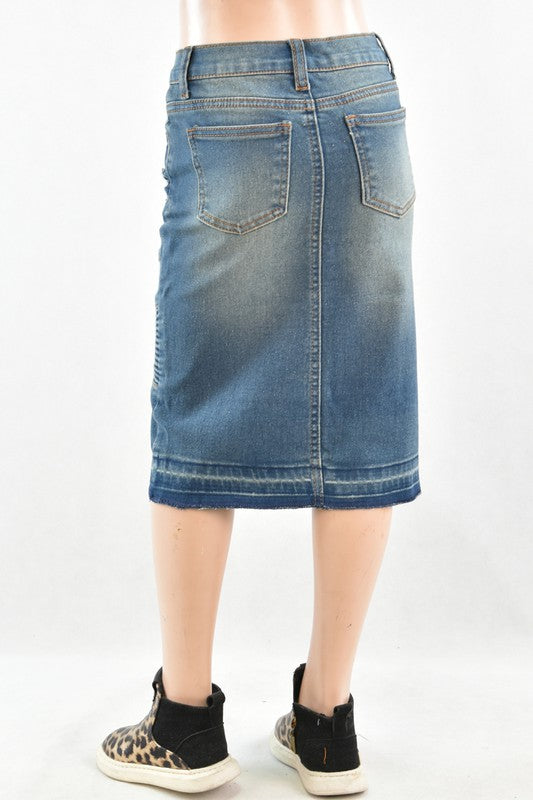 Eliza Denim Skirt in Vintage Wash- Girls & Tween (4/6)