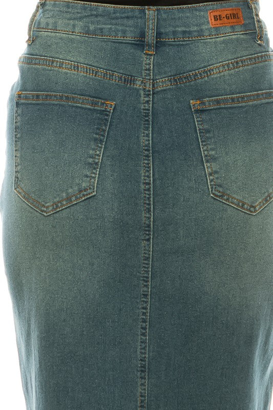 Lucia Denim Skirt in Vintage Wash- Misses & Plus (S-3X)