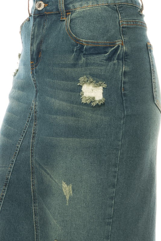 Lucia Denim Skirt in Vintage Wash- Misses & Plus (S-3X)