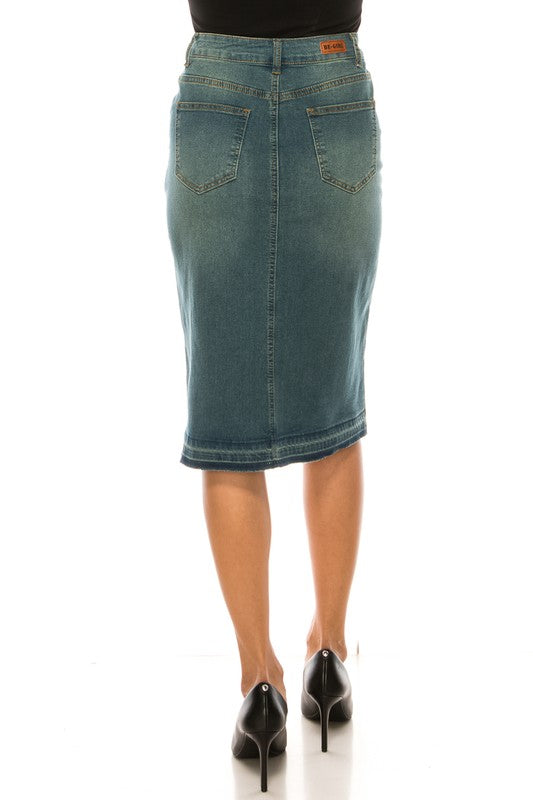 Lucia Denim Skirt in Vintage Wash- Misses & Plus (S-3X)