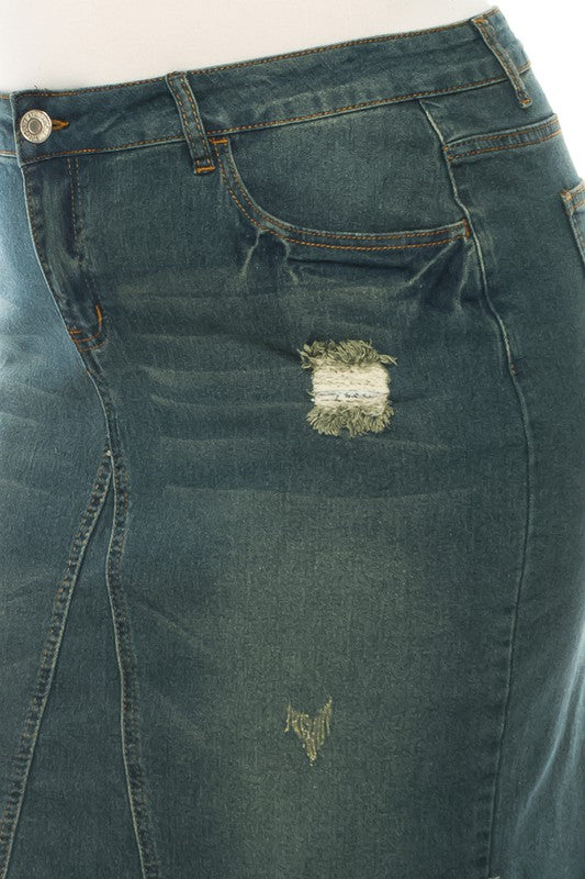 Lucia Denim Skirt in Vintage Wash- Misses & Plus (S-3X)