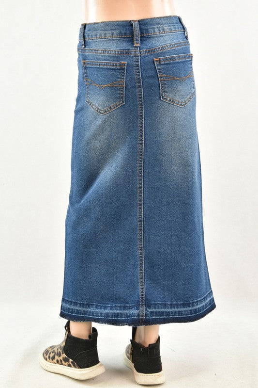 Reagan Maxi Denim Skirt in Indigo Wash- Girls & Tween (4/6-12/14)