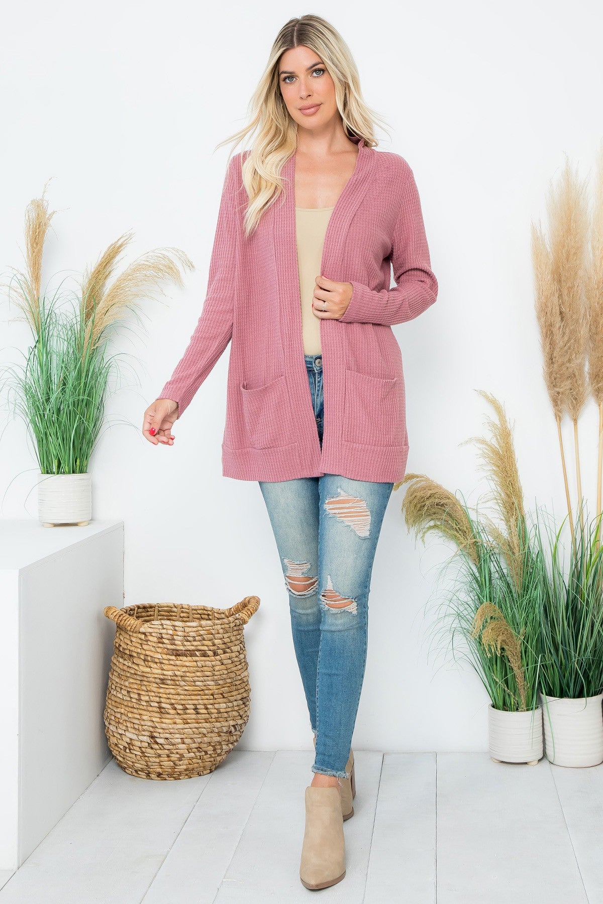 Wynter Cardigan in Mauve Deep- Misses & Plus (S-3X)