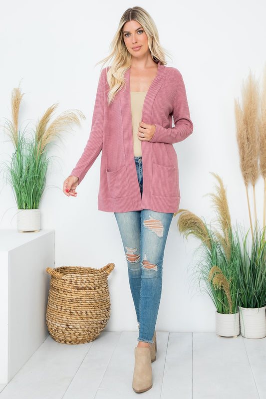 Wynter Cardigan in Mauve Deep- Misses & Plus (S-3X)