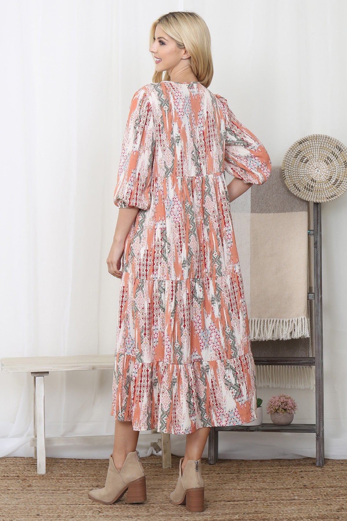 Saige Dress in Clay/Red/Olive- Misses (S-XL)