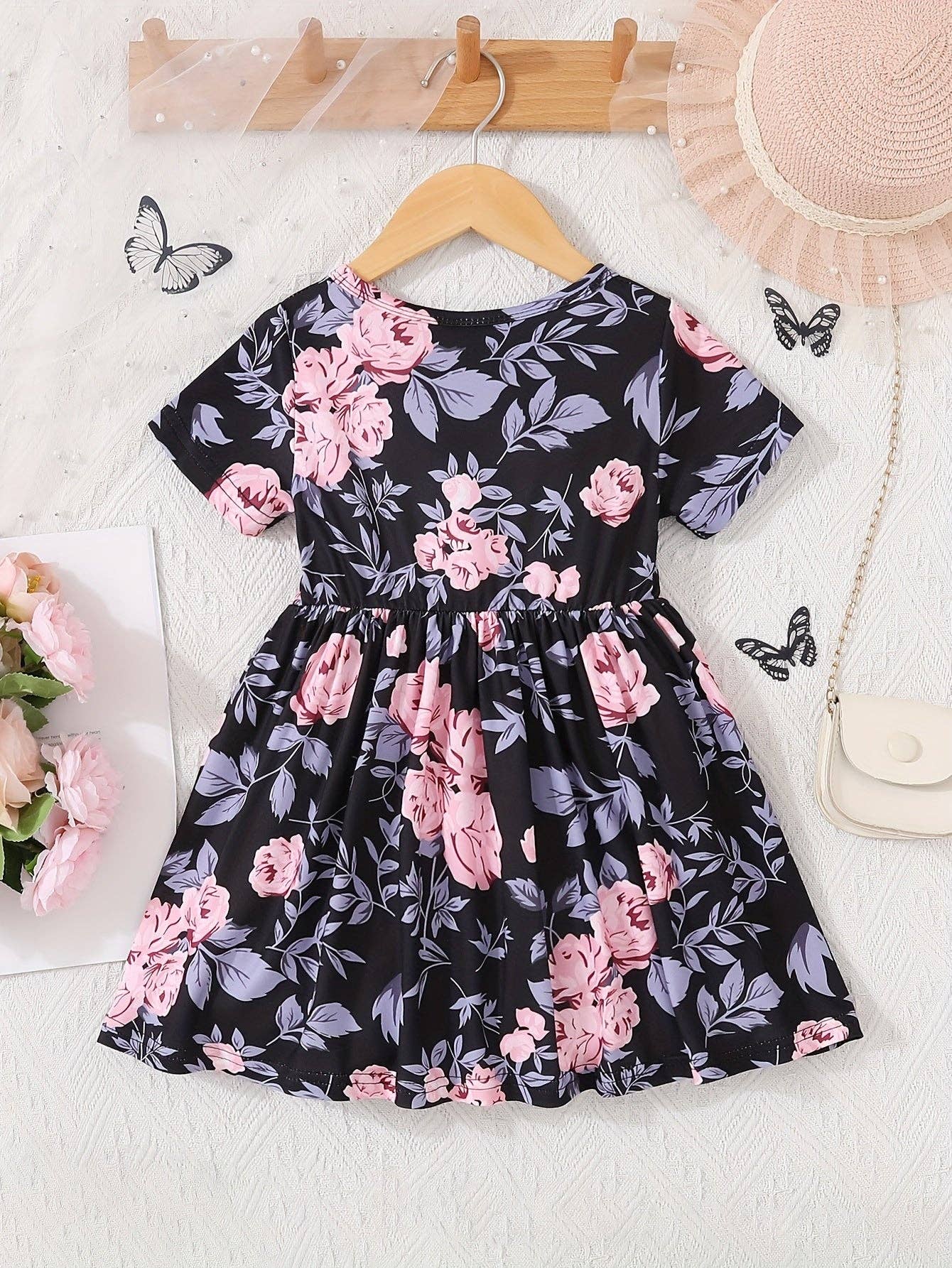 Winona Dress in Black/Pink- Girls (1-2Y - 7-8Y)