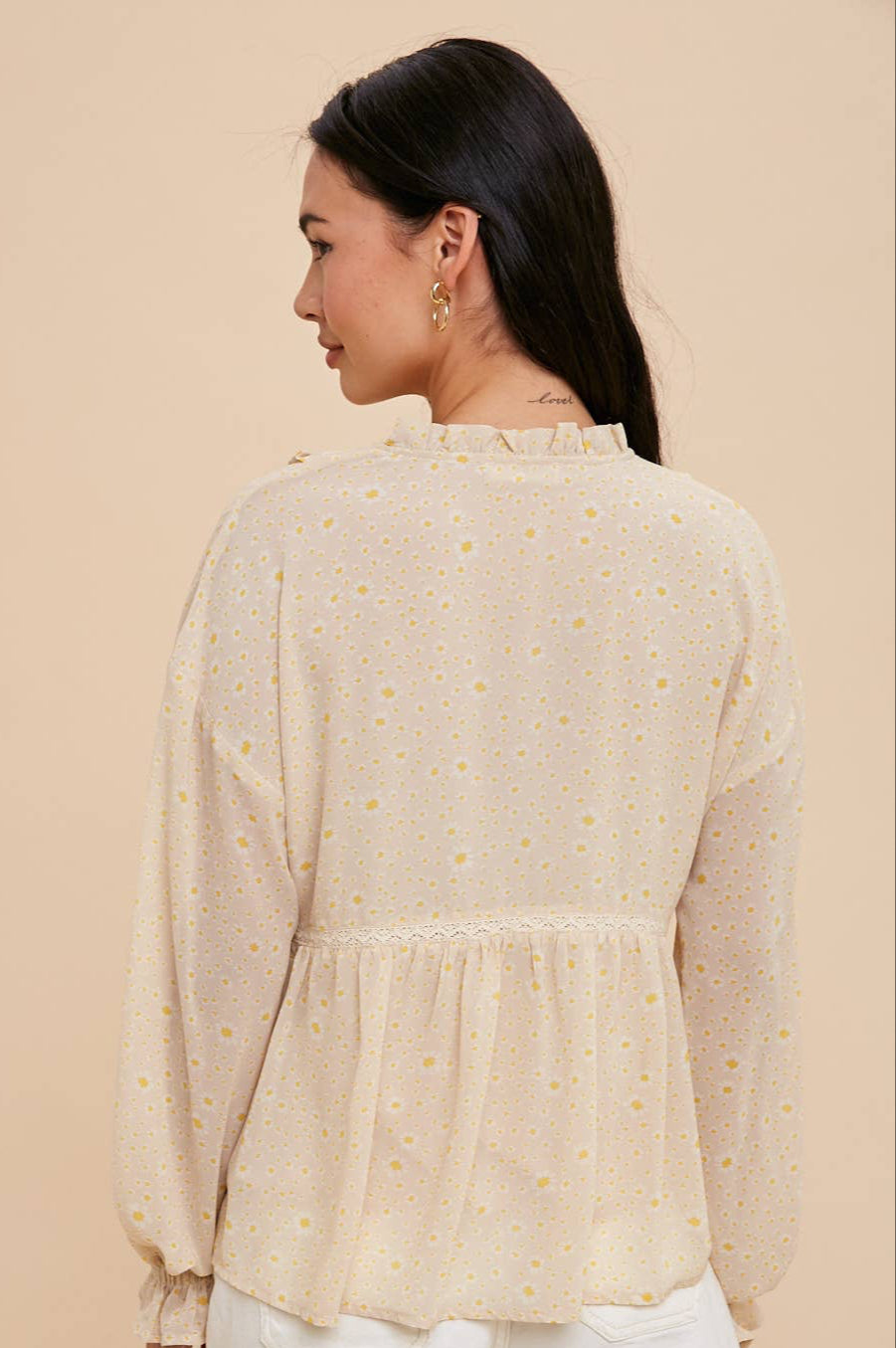 Briar Top in Creme Floral- Misses (S-L)