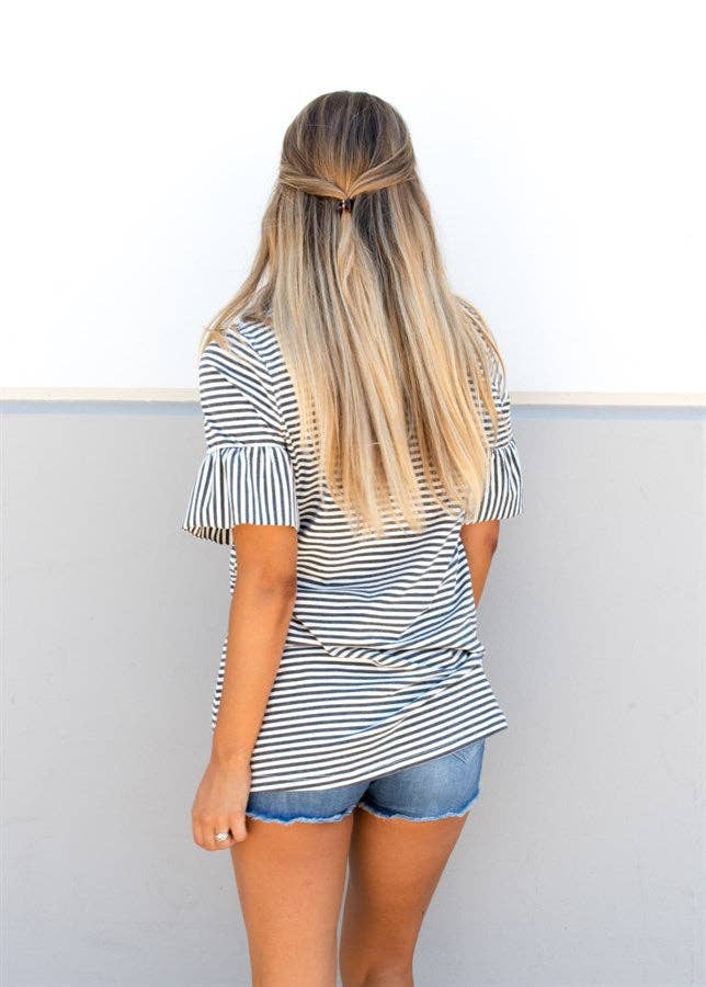 Striped Flare Sleeve Tunic in Misses and Plus (S-3X)