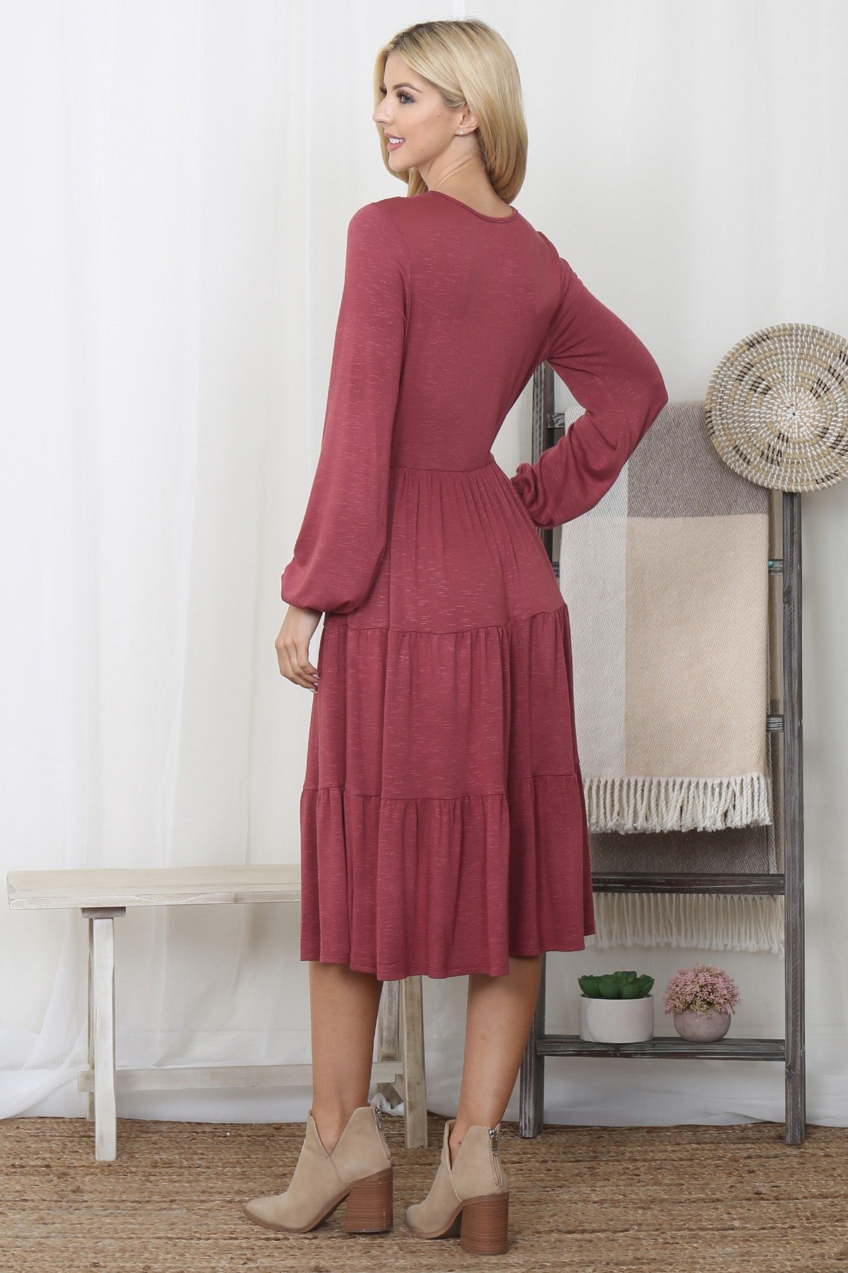 Lucianna Dress in Marsala- Misses (S-XL)