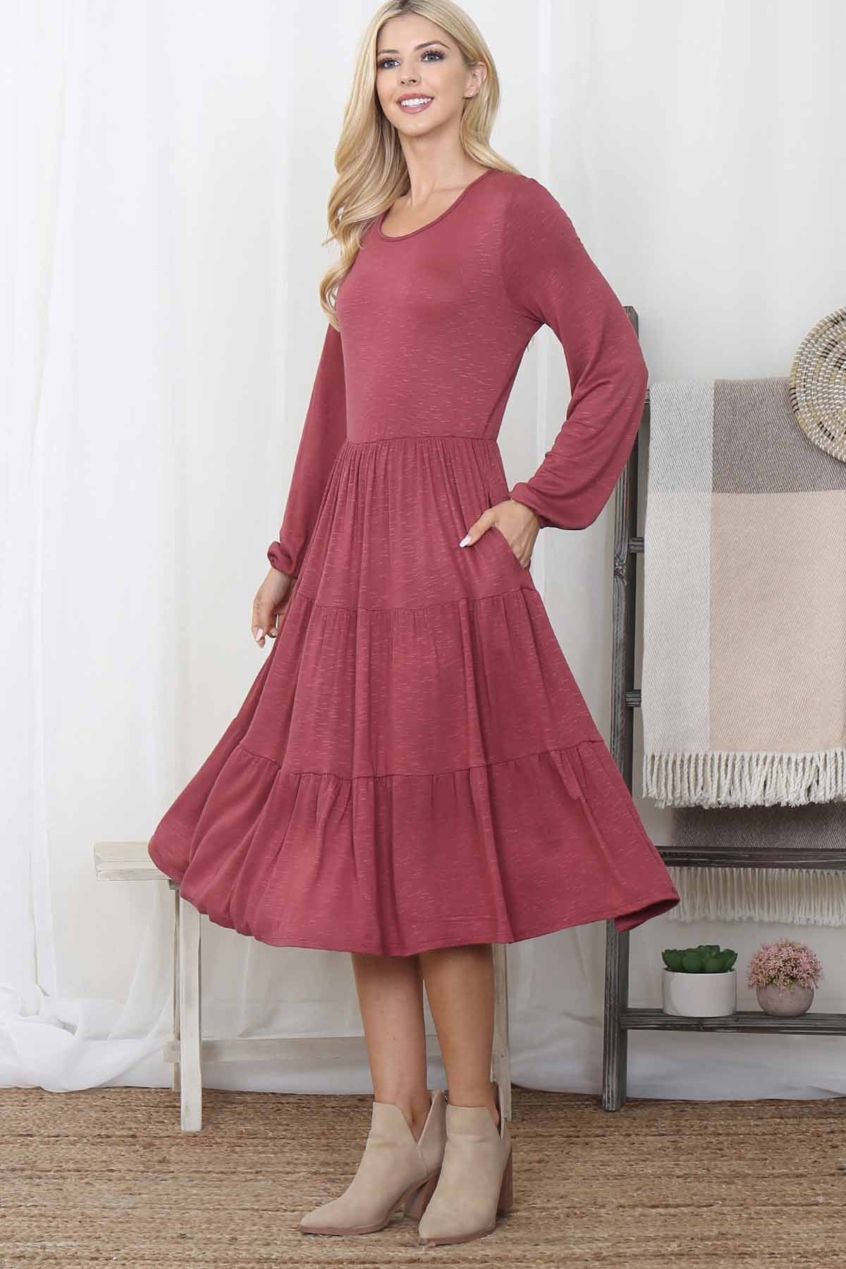 Lucianna Dress in Marsala- Misses (S-XL)
