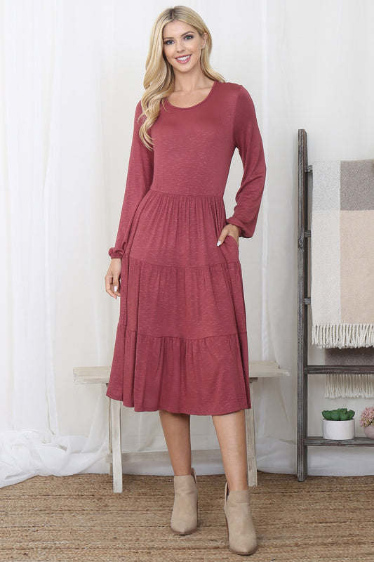 Lucianna Dress in Marsala- Misses (S-XL)