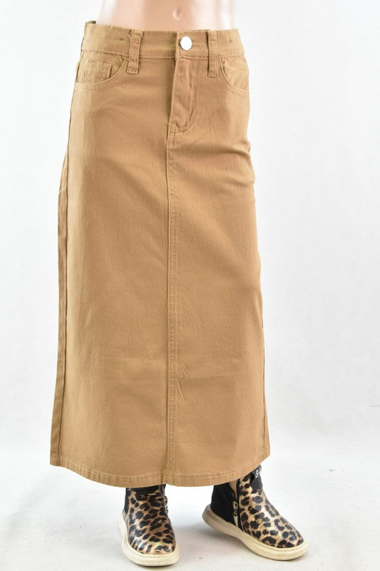 Bonnie Maxi Skirt in Khaki- Girls (4/6-12/14)