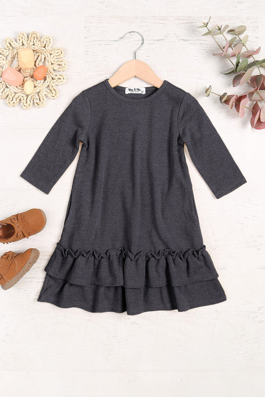 Cali Dress in New Charcoal- Girls (2T,3T,4T,5T,10/12)