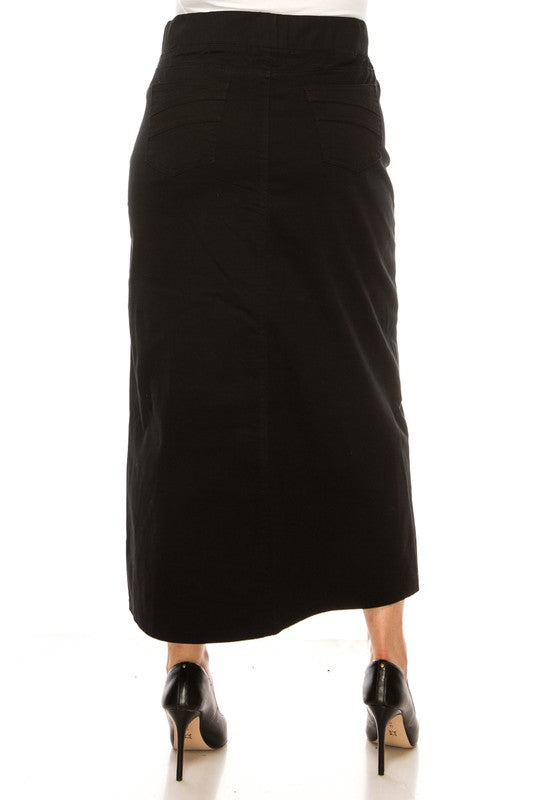 Ainsley Twill Maxi Skirt in Black- Misses and Plus (S,M,2X)