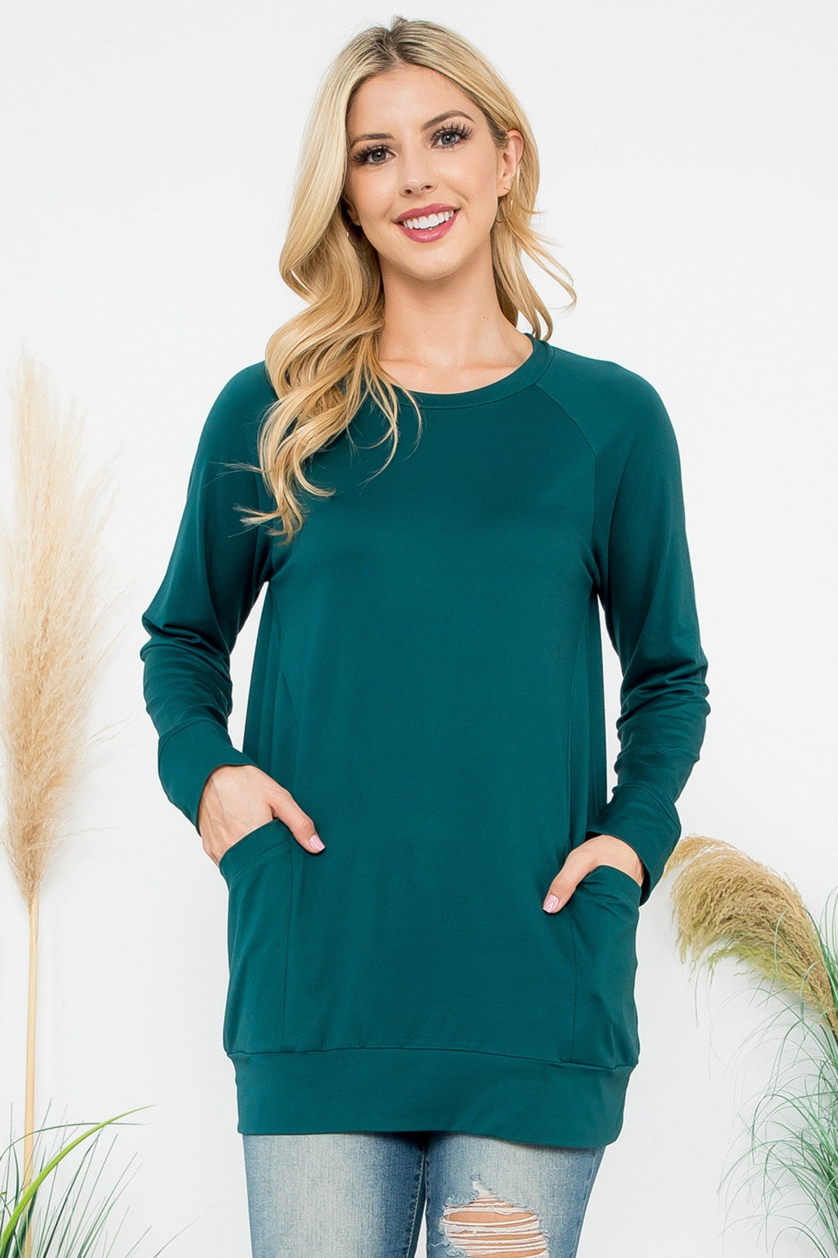 Jayla Top in Hunter- Misses & Plus (S-3X)