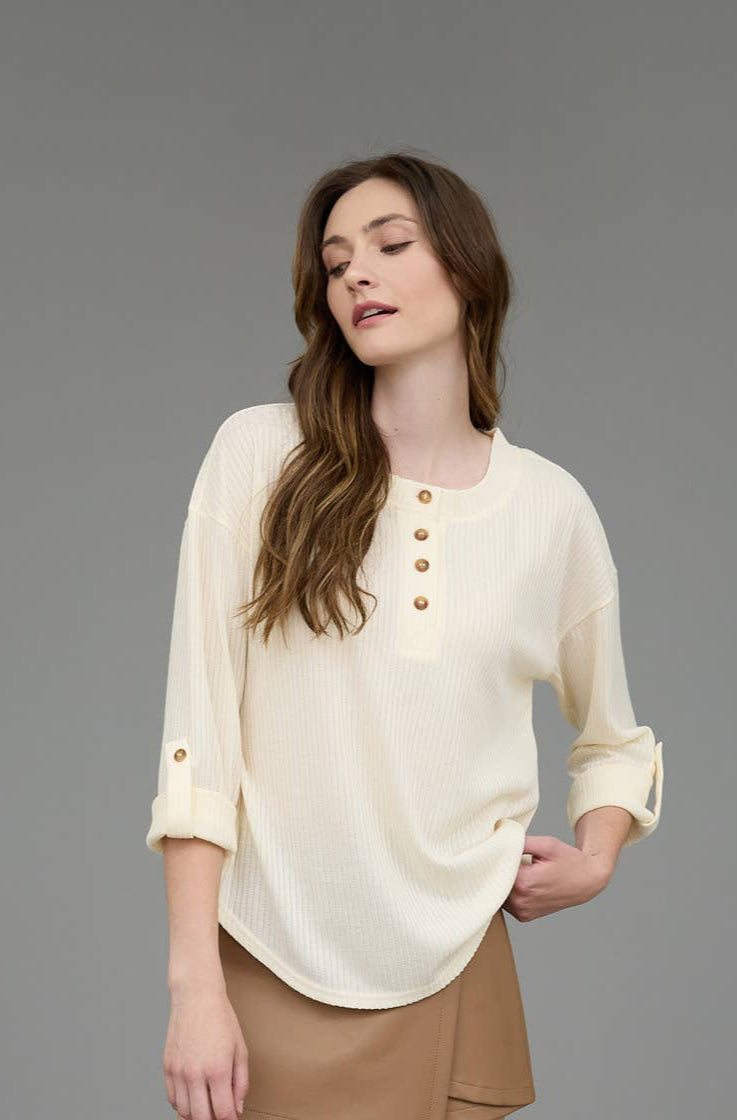 Cari Top in Cream- Misses and Plus (S-3X)