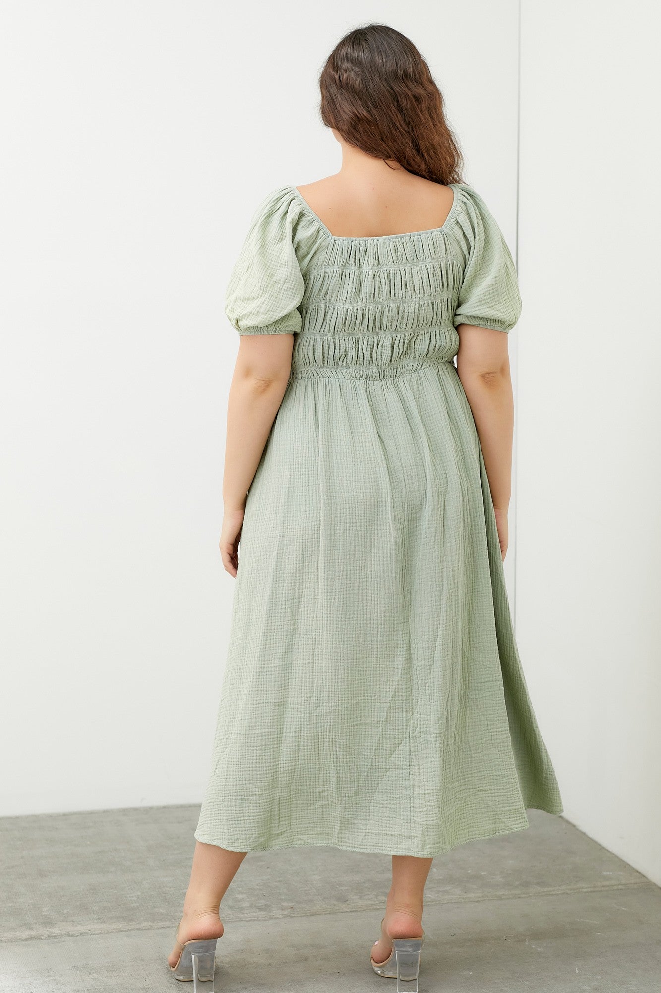 Chantri Dress in Sage- Plus (1X-3X)