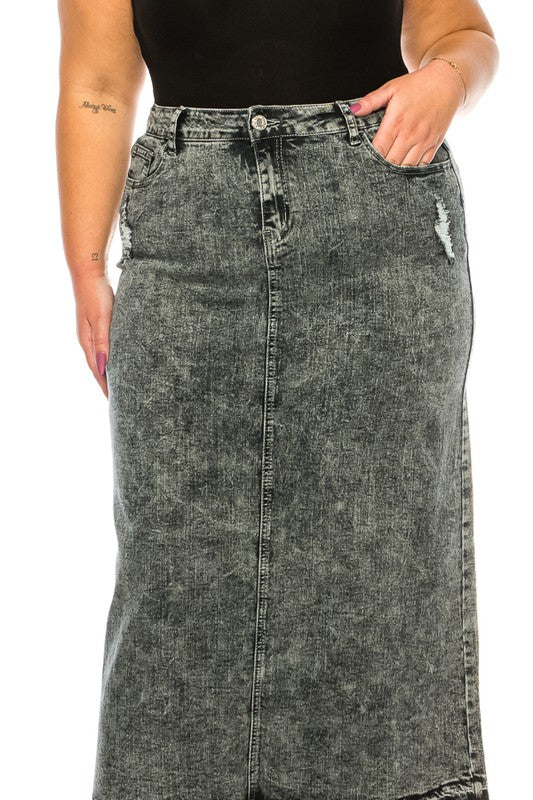 Isabel Maxi Denim Skirt in Black Snow- Misses and Plus (M,L,XL,3X)