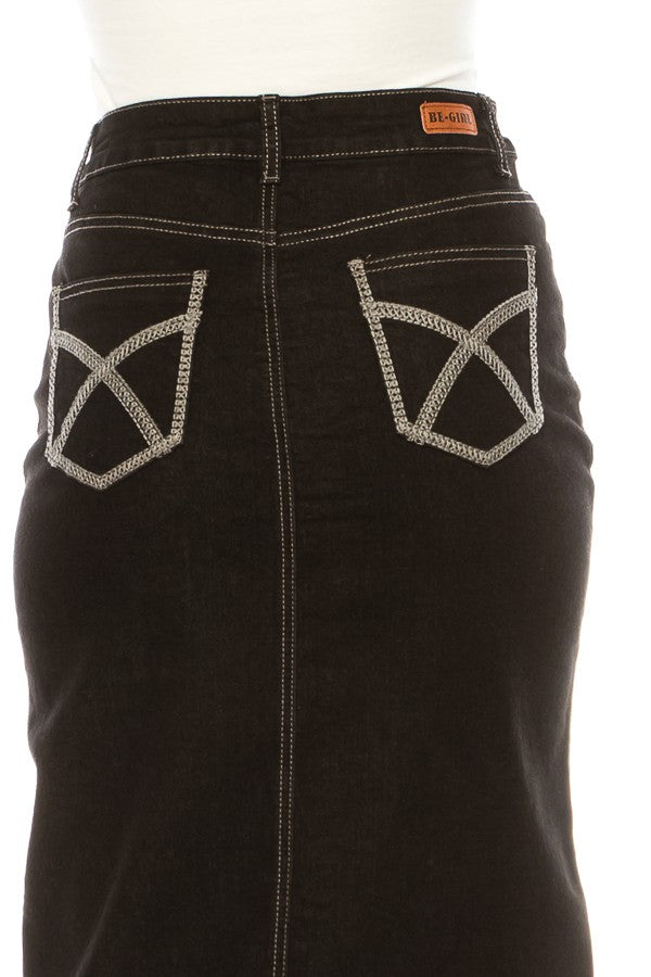 Jett Denim Skirt in Black- Misses and Plus (S-M, XL-3X)