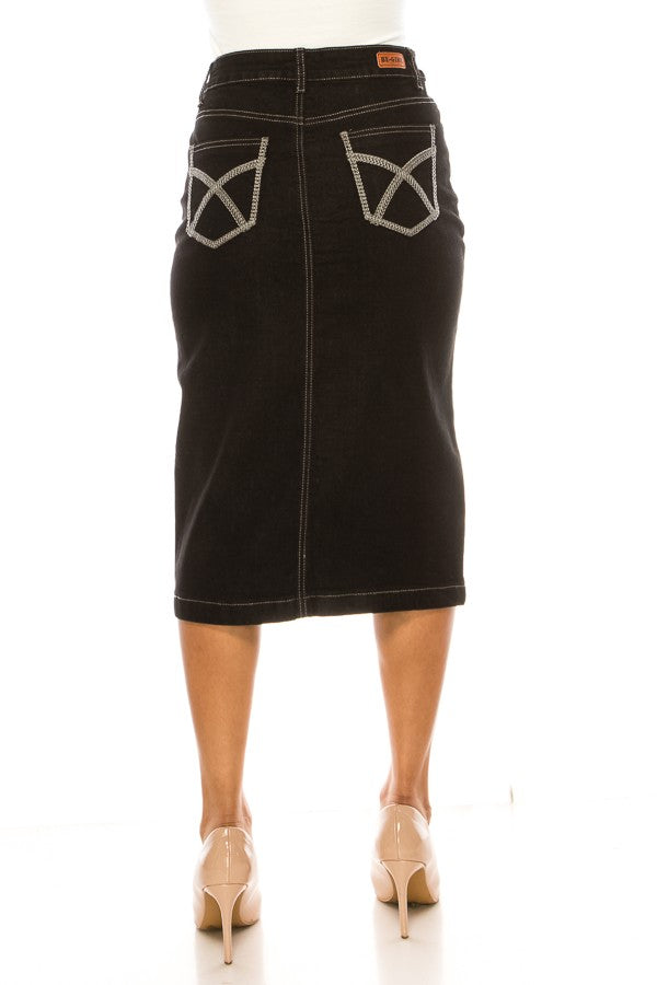 Jett Denim Skirt in Black- Misses and Plus (S-M, XL-3X)
