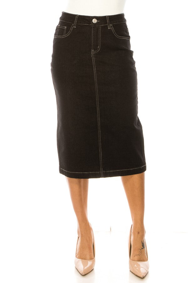 Jett Denim Skirt in Black- Misses and Plus (S-M, XL-3X)