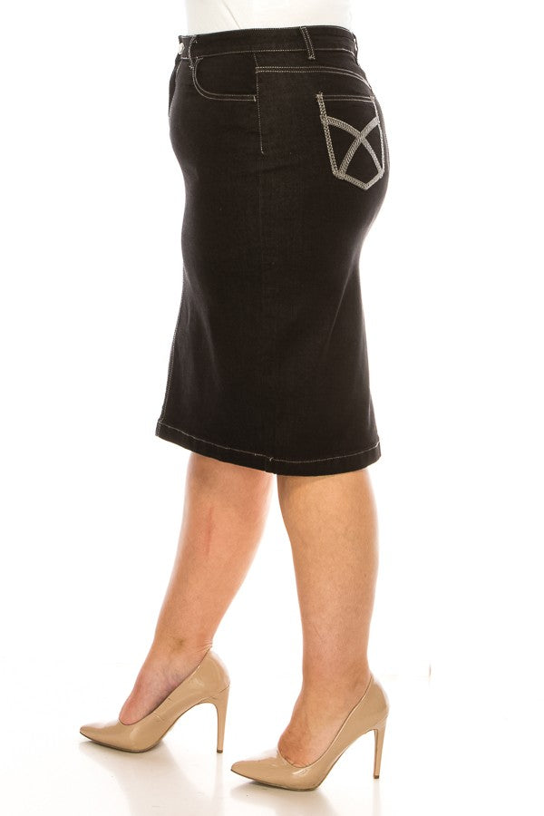 Jett Denim Skirt in Black- Misses and Plus (S-M, XL-3X)