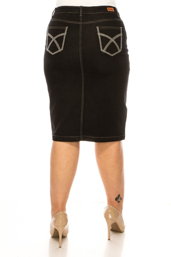 Jett Denim Skirt in Black- Misses and Plus (S-M, XL-3X)