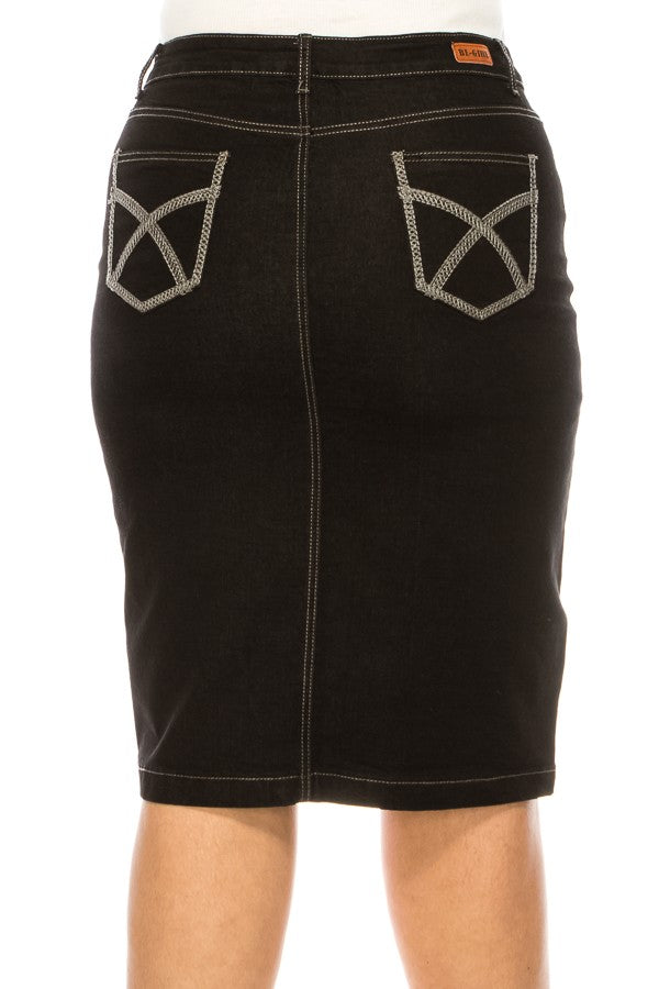 Jett Denim Skirt in Black- Misses and Plus (S-M, XL-3X)