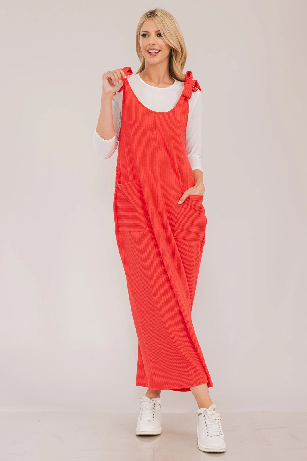 Revel Dress in Coral- Misses and Plus (S-3X)