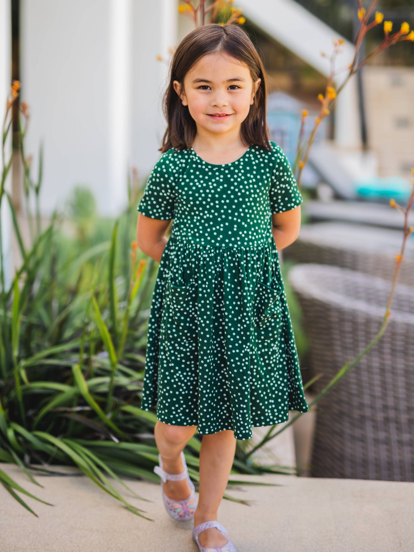 Olea Dress in Green- Girls (3-4Y - 8-9Y)