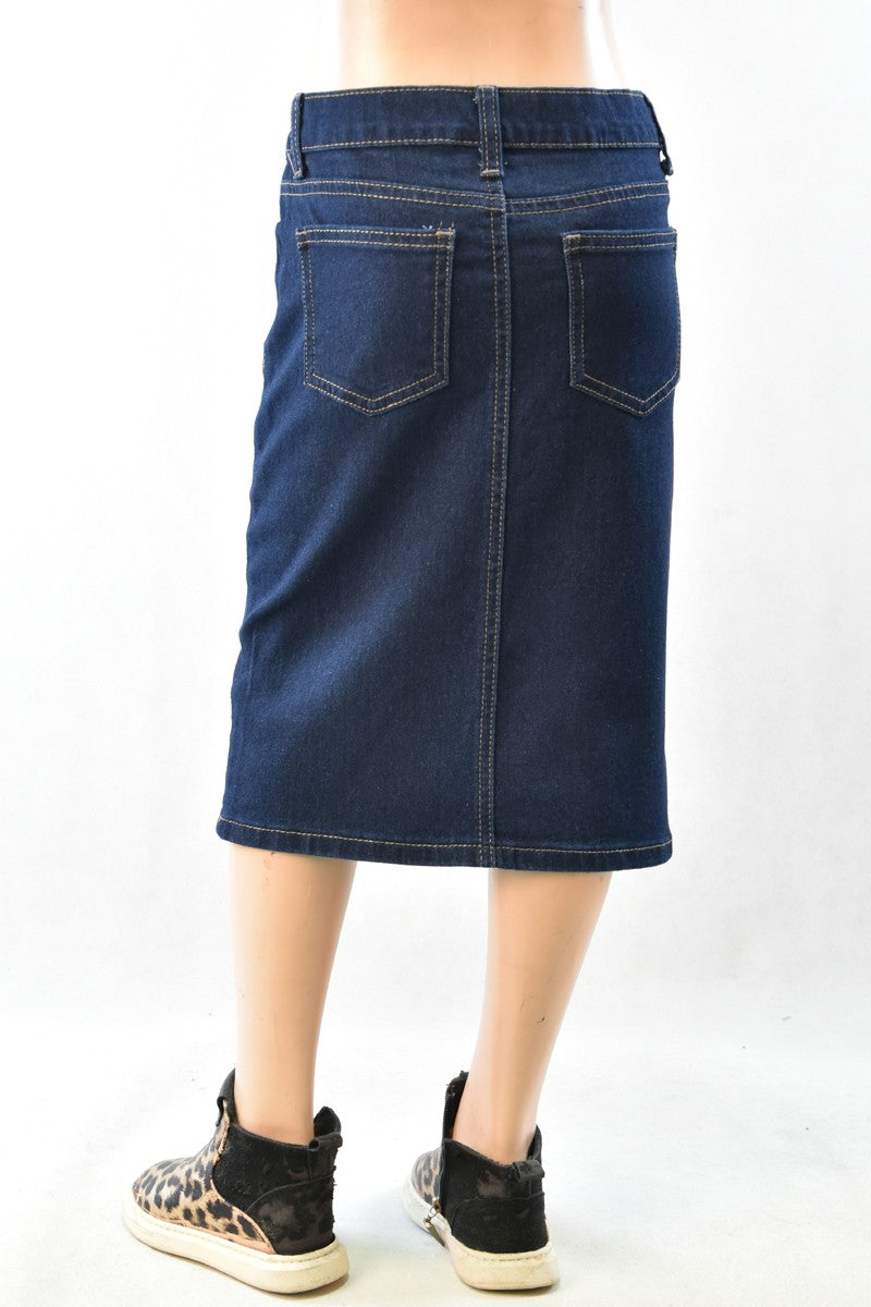 Scottie Denim Skirt in Dk Indigo- Girls/Tween (S 4/6-L 12/14)