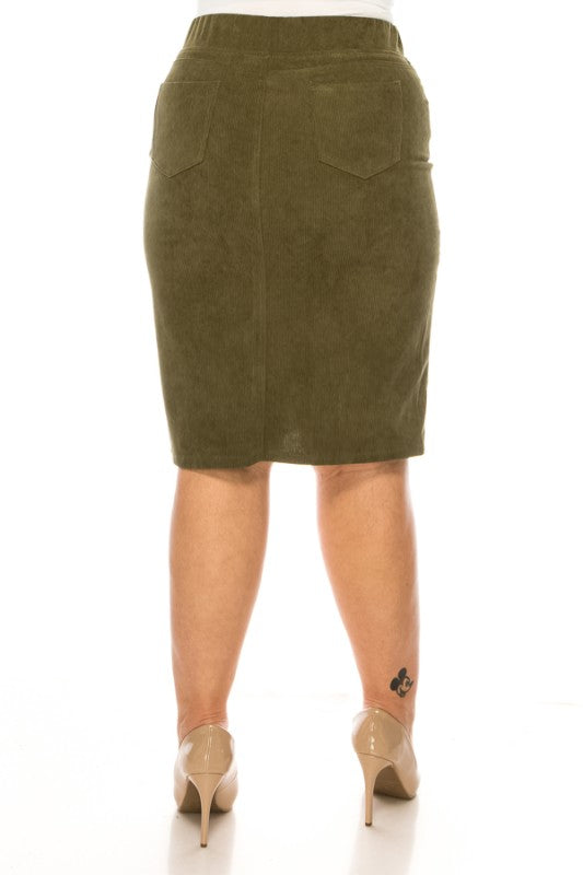 Becca Corduroy Skirt in Moss- Misses and Plus (S-3X)