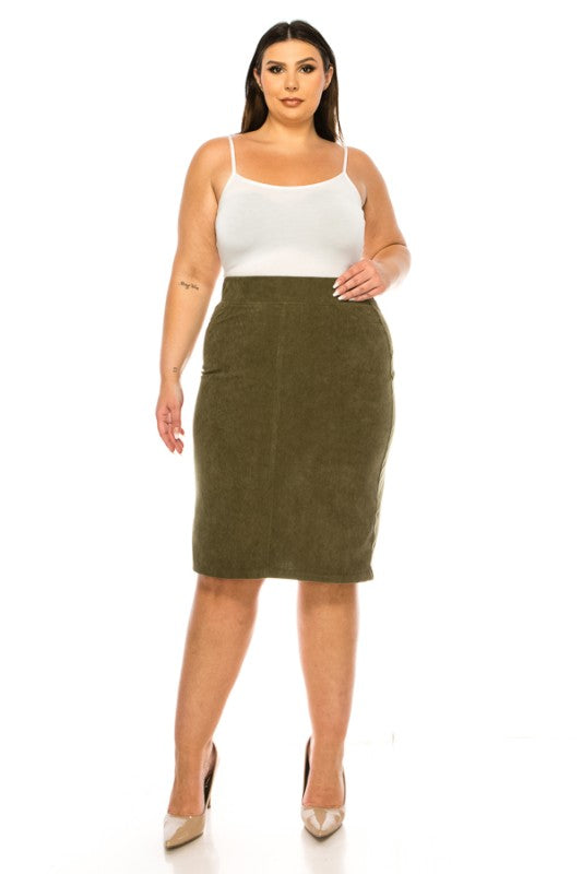 Becca Corduroy Skirt in Moss- Misses and Plus (S-3X)