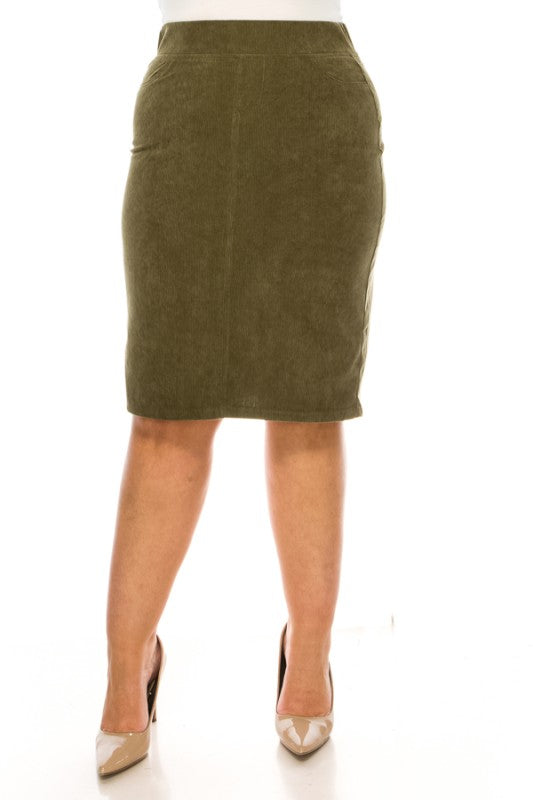 Becca Corduroy Skirt in Moss- Misses and Plus (S-3X)