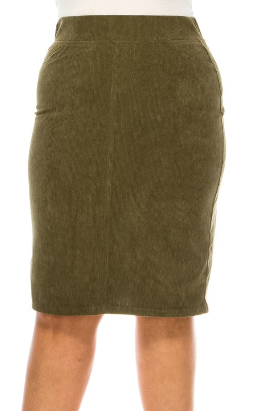 Becca Corduroy Skirt in Moss- Misses and Plus (S-3X)