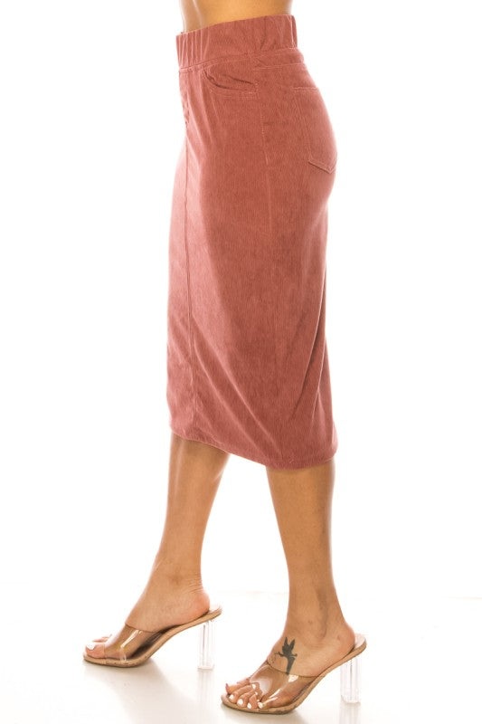 Becca Corduroy Skirt in Chestnut- Misses and Plus (S-3X)