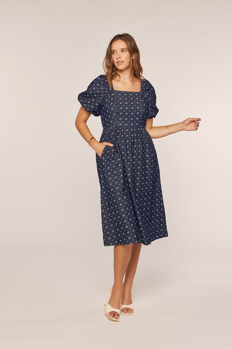 Faye Dress in Indigo Blue- Misses and Plus (S,XL-3X) Indigo Blue / 2X