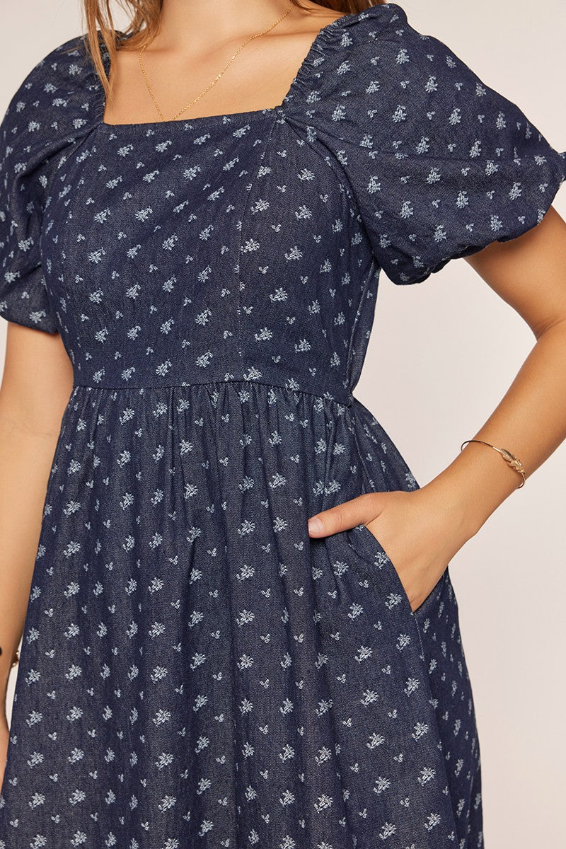 Faye Dress in Indigo Blue- Misses and Plus (S-3X)