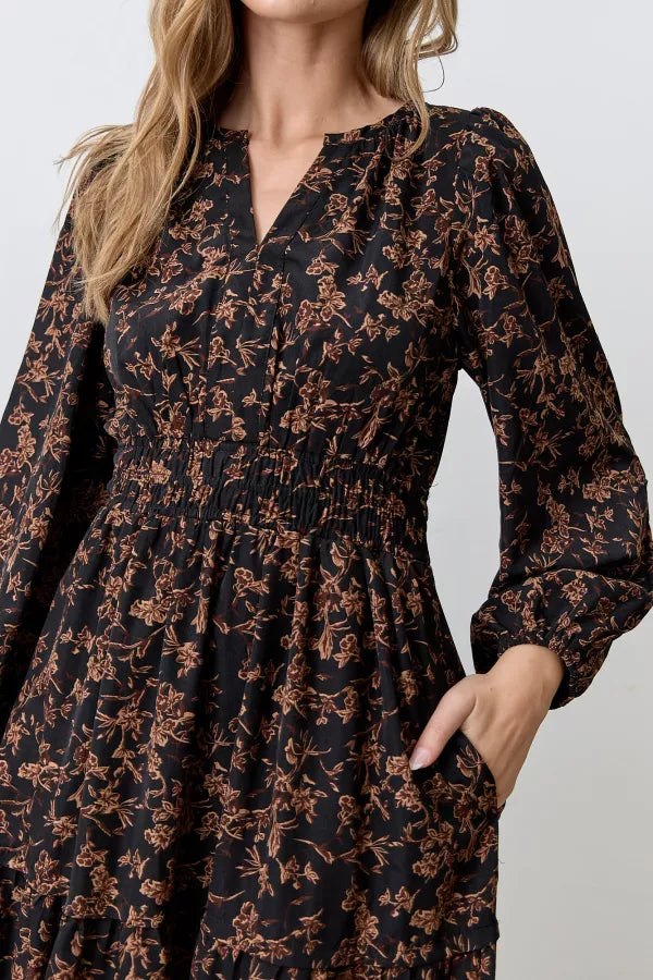 Merrin Dress in Black Multi- Misses and Plus (S-3X)