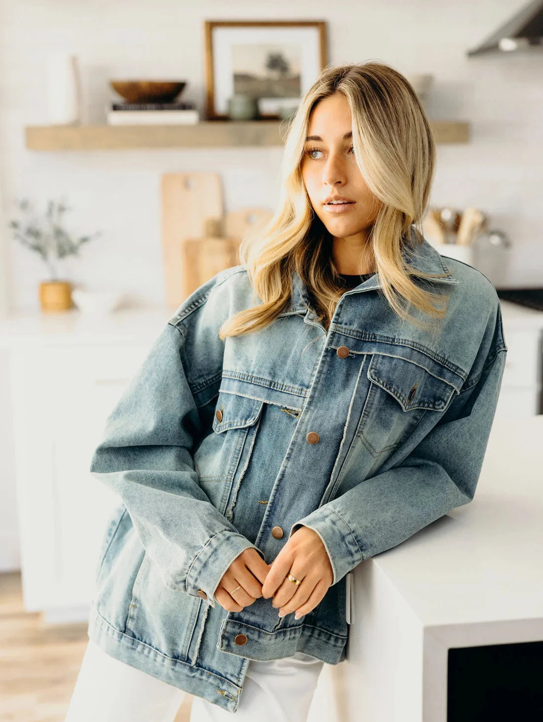 Oversized Denim Jacket in Heritage Fade- Misses and Plus (XS,S,L,2X)
