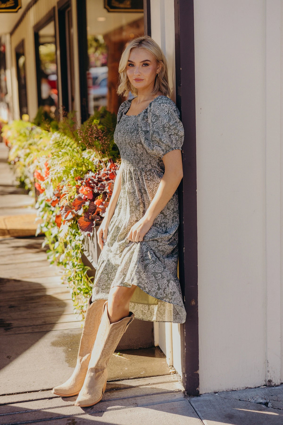 Sherelle Dress in Etched Fern- Misses and Plus (XS-4X)
